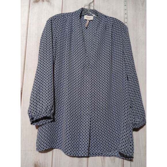 Laundry by Shelli‎ Segal Blouse Womens Medium Geometric Print Chiffon Top - Picture 1 of 7